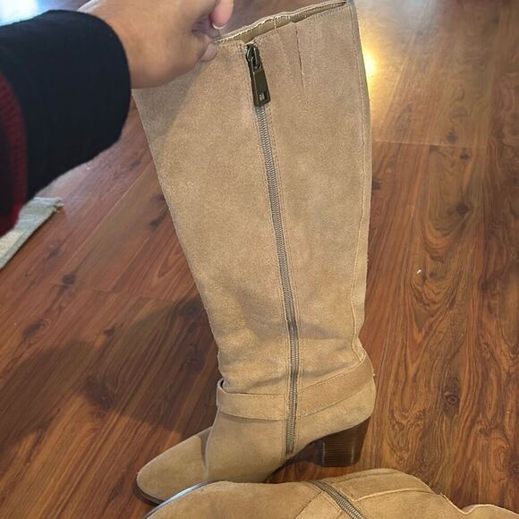 Lauren Ralph Lauren sure Tan beige heeled Brown  Leather boots size 8 - Picture 7 of 8